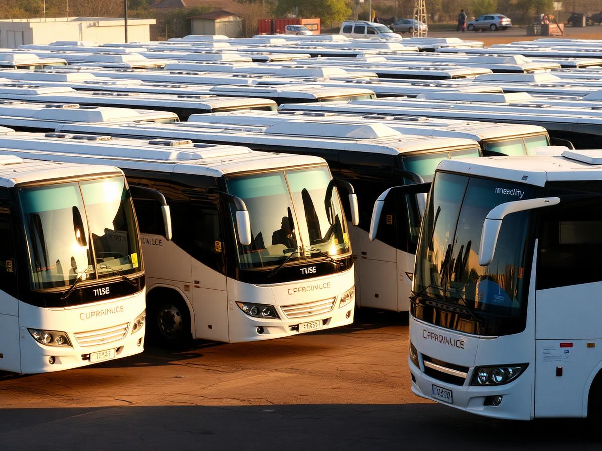 Dreamline Express buses parked at a terminal